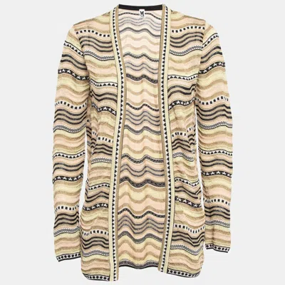 Pre-owned M Missoni Gold Wave Patterned Lurex Knit Cardigan S