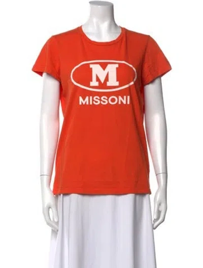 Pre-owned M Missoni Graphic Print Crew Neck T-shirt In Orange