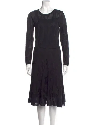 Pre-owned M Missoni Graphic Print Midi Length Dress In Black