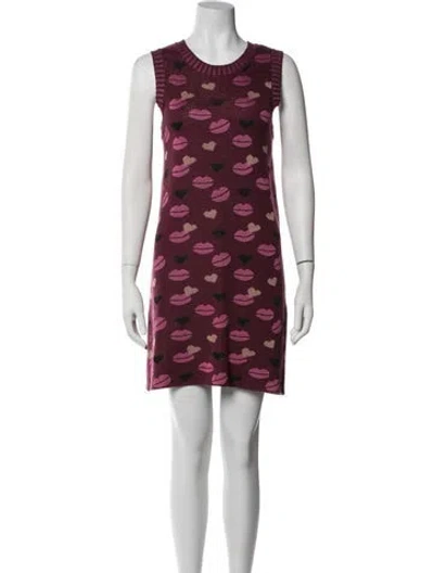 Pre-owned M Missoni Graphic Print Mini Dress In Burgundy