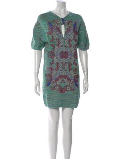 Pre-owned M Missoni Graphic Print Mini Dress In Green