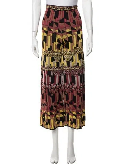 Pre-owned M Missoni Graphic Print Wide Leg Pants In Multicolor