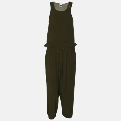 Pre-owned M Missoni Green Acetate Blend Belted Sleeveless Jumpsuit S