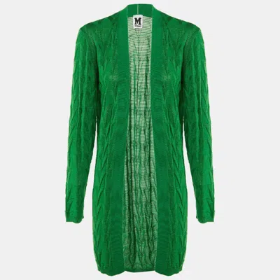 M Missoni Green Knit Open Front Cardigan