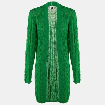 Pre-owned M Missoni Green Knit Open Front Cardigan L
