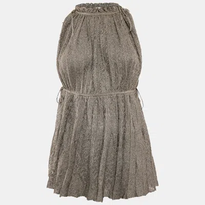Pre-owned M Missoni Green Lurex Knit Pleat Detail Sleeveless Top L