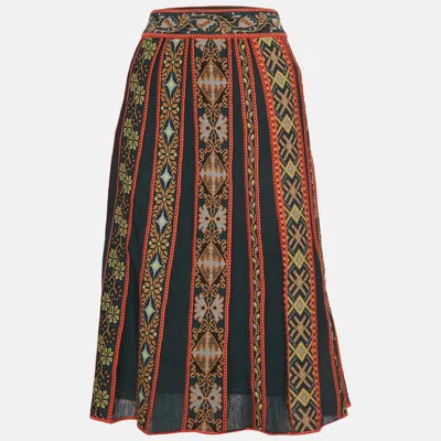 Pre-owned M Missoni Green Multicolor Patterned Midi Skirt L