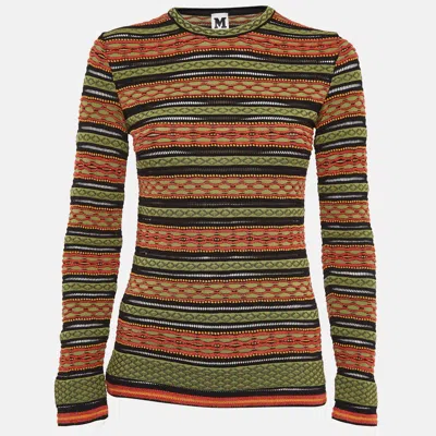 Pre-owned M Missoni Green Patterned Knit Full Sleeve Top M