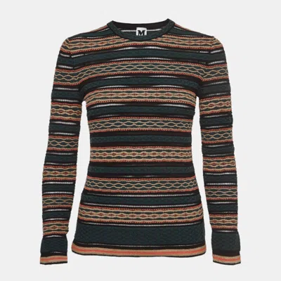 Pre-owned M Missoni Green Patterned Knit Long Sleeve Top L