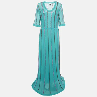 Pre-owned M Missoni Green Patterned Knit Maxi Dress L