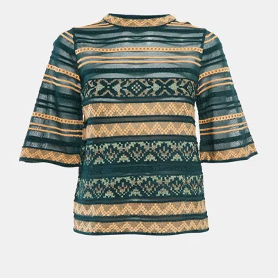 Pre-owned M Missoni Green Patterned Knit Top S