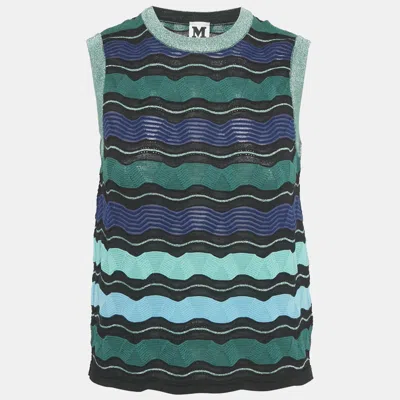 Pre-owned M Missoni Green Patterned Lurex Knit Sleeveless Top S