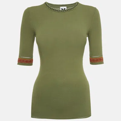 Pre-owned M Missoni Green Stretch Knit Crewneck Top S