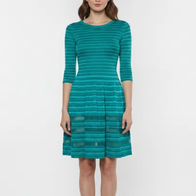Pre-owned M Missoni Green Striped Knit Flared Dress Xs