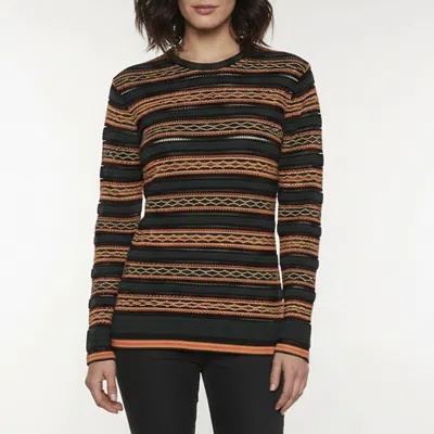 Pre-owned M Missoni Green Striped Knit Long Sleeve Top L