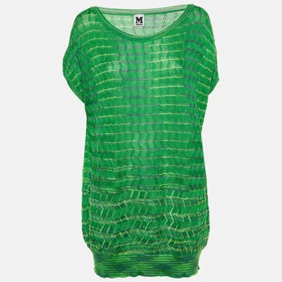 Pre-owned M Missoni Green Striped Zig Zag Knit Jumper M