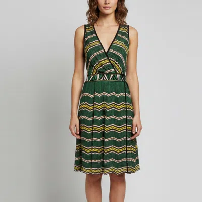 Pre-owned M Missoni Green Zig Zag Pattered Knit Mini Dress L
