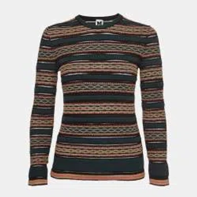 Pre-owned M Missoni Green/multicolor Patterned Knit Long Sleeve Top M
