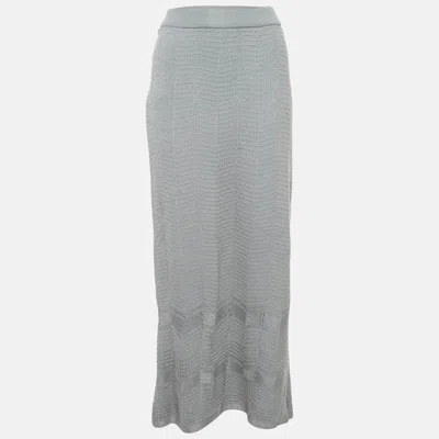 Pre-owned M Missoni Grey Chevron Knit Maxi Skirt S