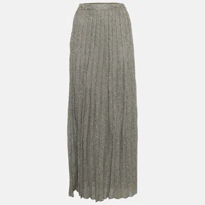 M Missoni Grey Lurex Knit Maxi Skirt In Brown