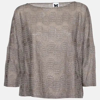 Pre-owned M Missoni Grey Lurex Zig Zag Knit Top S