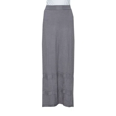 Pre-owned M Missoni Grey Patterned Knit Maxi Skirt S