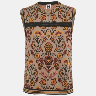 Pre-owned M Missoni Grey Patterned Knit Sleeveless Top S In Gray