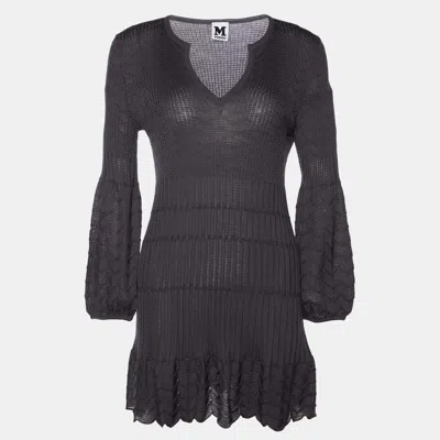 Pre-owned M Missoni Grey Patterned Wool Blend Knit Dress M