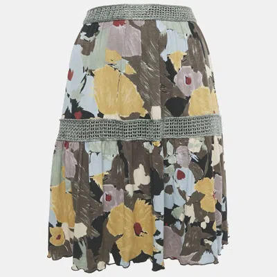 Pre-owned M Missoni Grey Printed Jersey Short Skirt M In Gray