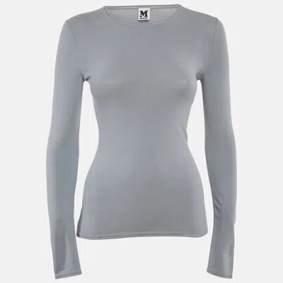 M Missoni Grey Stretch Knit Crewneck Sweatshirt In Gray