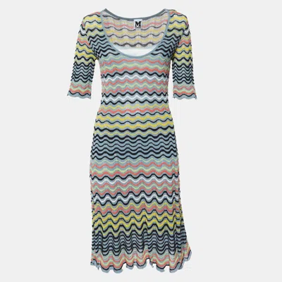 M Missoni Grey/multicolor Wave Patterned Lurex Knit Dress