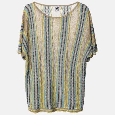 M Missoni Grey/yellow Knit Fabric Top In Gray