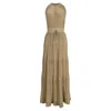 M Missoni Halter Maxi Dress In Beige Polyester In Green