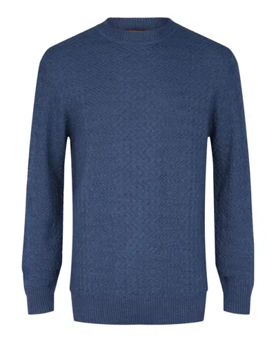 M Missoni Knit Crewneck Sweater In Blue