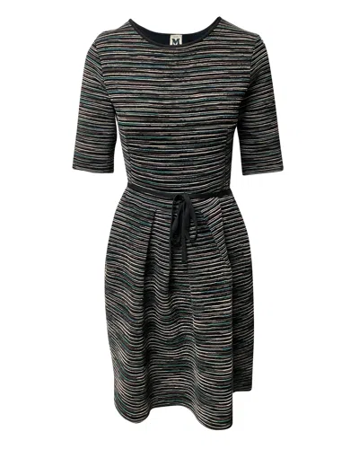 M Missoni Knit Dress With Waist Tie In Multicolor Viscose In Black