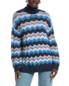 M Missoni Oversized Turtleneck Wool-blend Sweater In Blue