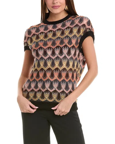 M Missoni Knit Wool-blend Top In Black