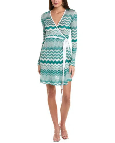 M Missoni Knit Wrap Dress In Green