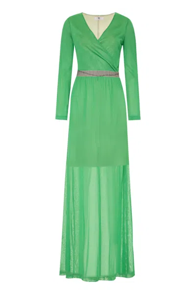 M Missoni Knitted Long Dress In Green