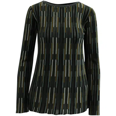 Pre-owned M Missoni Knitted Stripe Sweater In Multicolor Cotton In Green