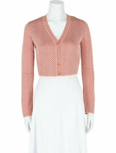 Pre-owned M Missoni Lamé Patterned Cardigan W/ Tags In Red