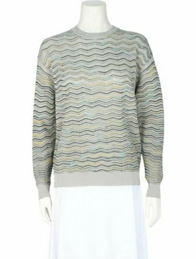 Pre-owned M Missoni Lamé Striped Sweatshirt W/ Tags In Silver