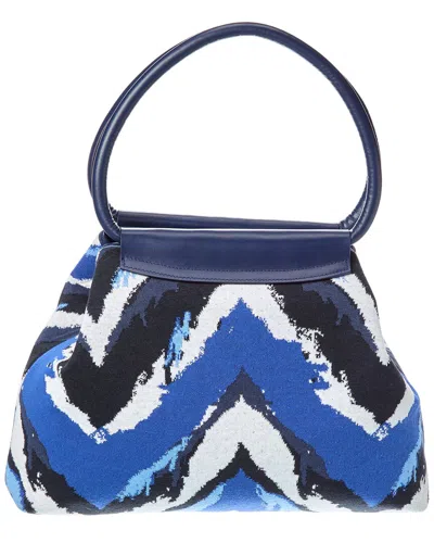 M Missoni Leather-trim Shopping Bag In Blue