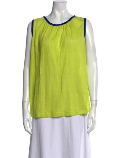 Pre-owned M Missoni Linen Crew Neck Top In Blue/green