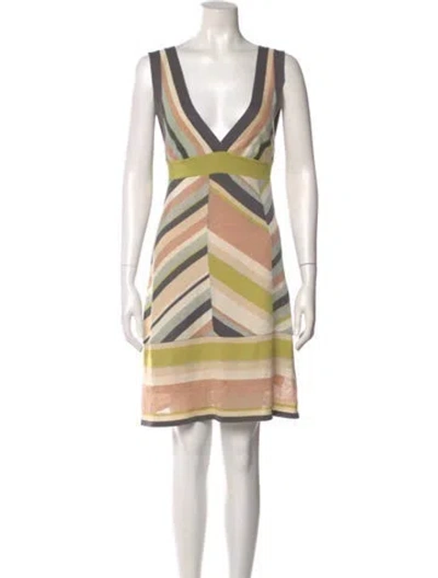 Pre-owned M Missoni Linen Mini Dress In Yellow