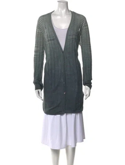 Pre-owned M Missoni Linen Striped Sweater In Blue