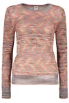 M Missoni Long Sleeve Crew-neck Sweater In Brown
