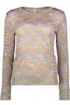 M Missoni Long Sleeve Crew-neck Sweater In Lilac