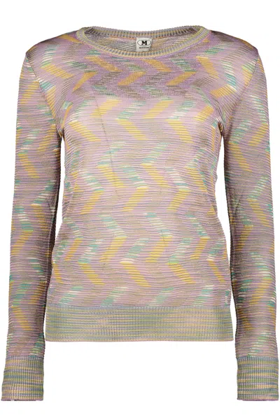 M Missoni Long Sleeve Crew-neck Sweater In Multi
