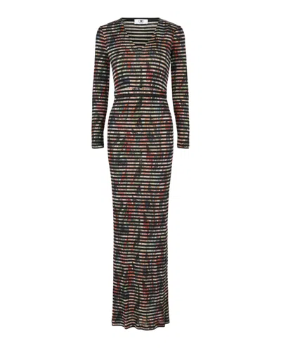 M Missoni Long Sleeve Striped Maxi Dress In Multi